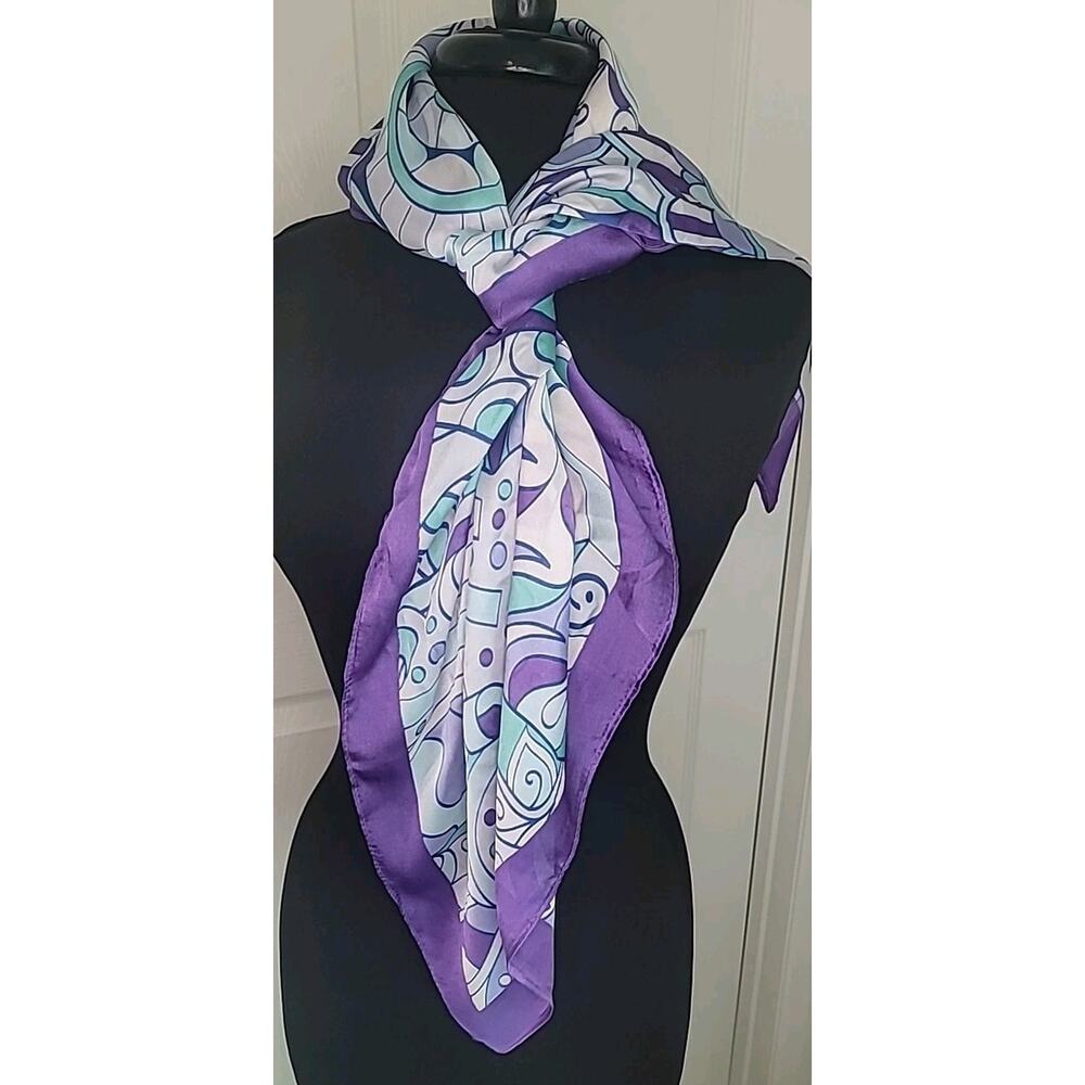 Jessica Simpson Purple Geometric Square Scarf Retro Chic